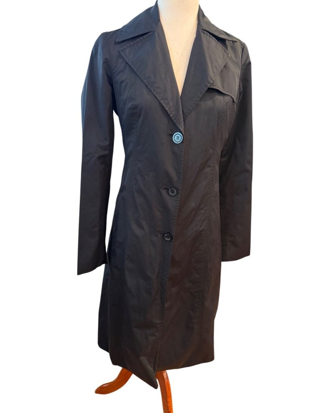 Zara Black Trench Coat Women's Small Long Jacket Classic Minimalist Belted Style